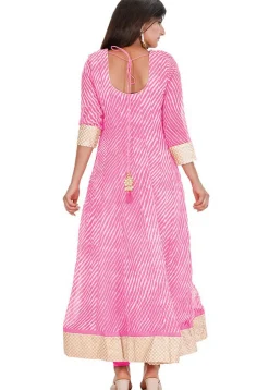Leheriya Printed Georgette Anarkali Suit in Pink
