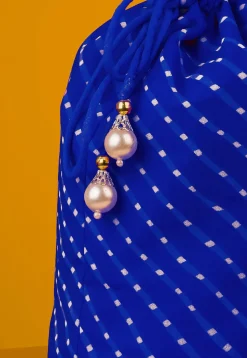 Leheriya Printed Georgette Potli Bag in Royal Blue