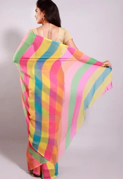 Leheriya Printed Georgette Saree in Multicolor