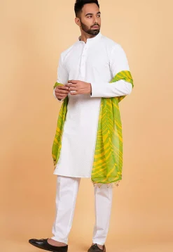 Leheriya Printed Georgette Men Dupatta in Green