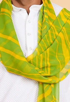 Leheriya Printed Georgette Men Dupatta in Green