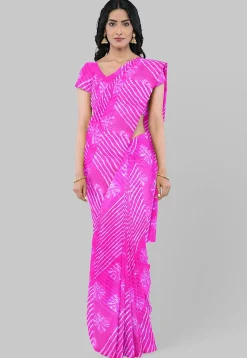 Leheriya Printed Georgette Saree in Pink