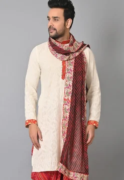 Leheriya Printed Georgette Dupatta in Red and Black