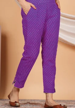 Leheriya Printed Georgette Pant in Purple