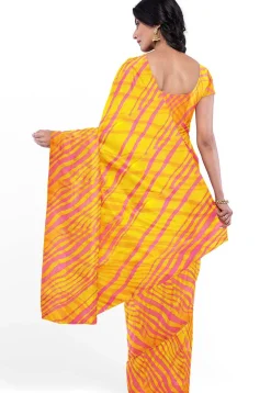 Leheriya Printed Georgette Saree in Mustard