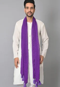 Leheriya Printed Georgette Men Dupatta in Purple