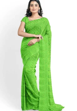 Leheriya Printed Georgette Saree in Green
