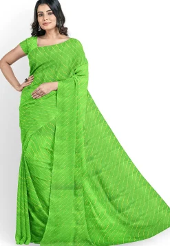 Leheriya Printed Georgette Saree in Green