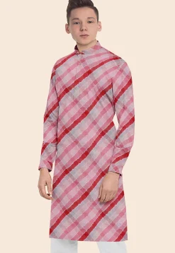 Leheriya Printed Kota Silk Kurta in Multicolor