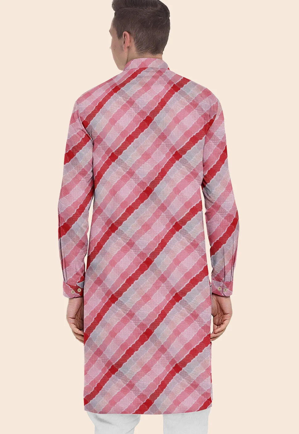 Leheriya Printed Kota Silk Kurta in Multicolor