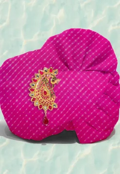 Leheriya Printed Pure Chiffon Kids Turban in Pink