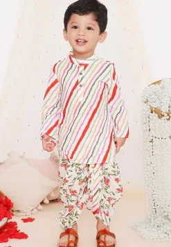 Leheriya Printed Pure Cotton Kurta Set in Multicolor
