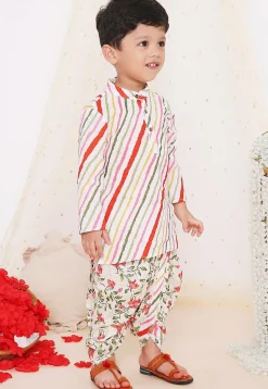 Leheriya Printed Pure Cotton Kurta Set in Multicolor