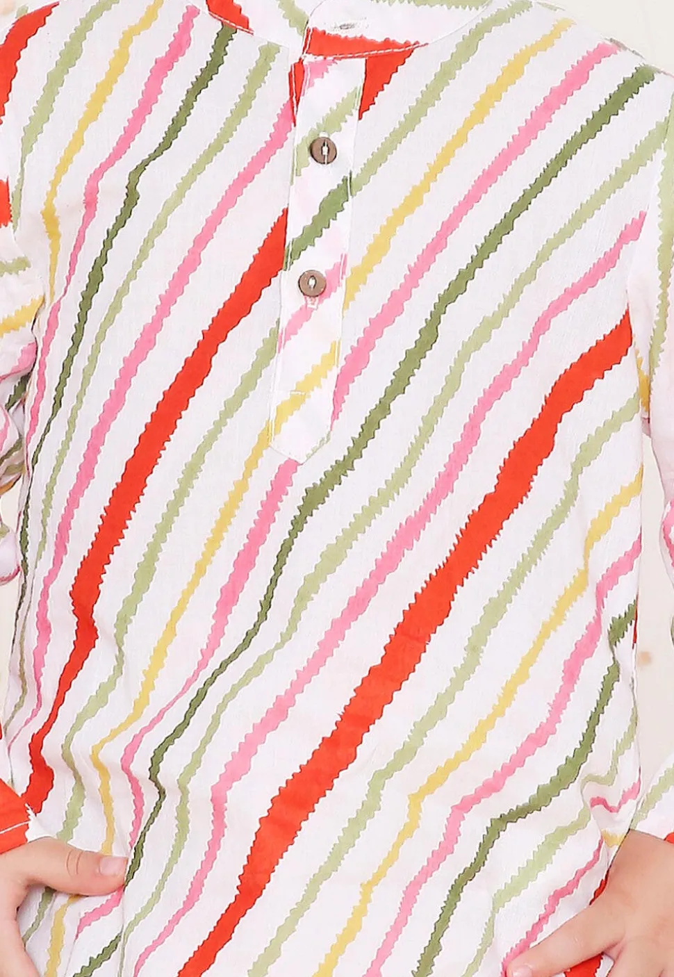 Leheriya Printed Pure Cotton Kurta Set in Multicolor