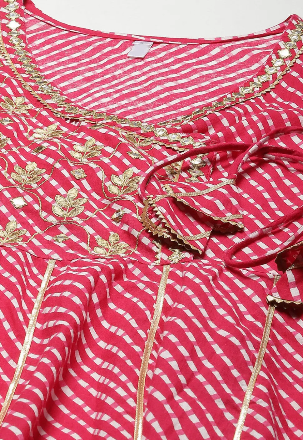 Leheriya Printed Pure Cotton Dress in Fuchsia