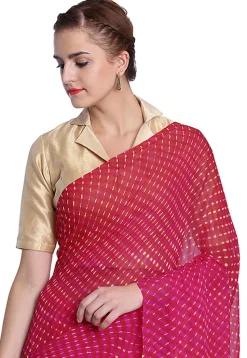 Leheriya Printed Pure Georgette Saree in Fuchsia