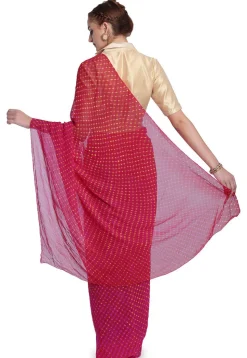 Leheriya Printed Pure Georgette Saree in Fuchsia