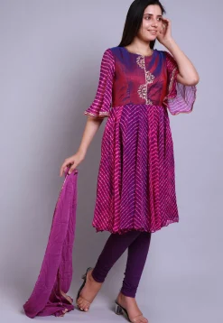 Leheriya Printed Pure Georgette A Line Suit in Purple