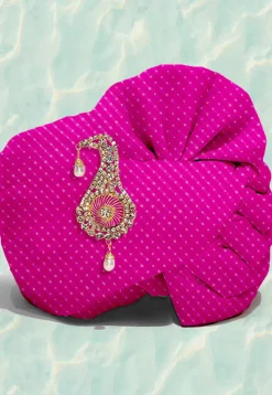 Leheriya Printed Pure Kota Silk Kids Turban in Pink