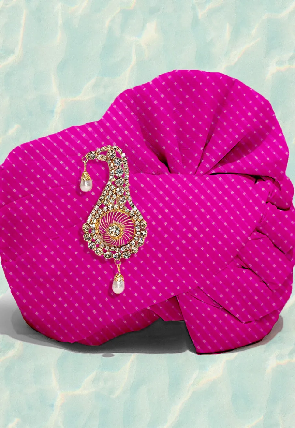 Leheriya Printed Pure Kota Silk Kids Turban in Pink
