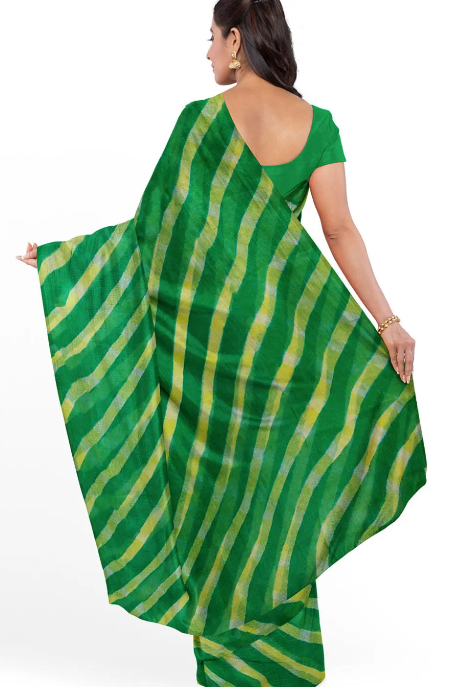 Leheriya Pure Kota Silk Saree in Green