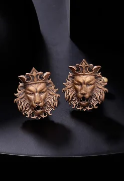 Lion Head Metallic Cufflink Pair
