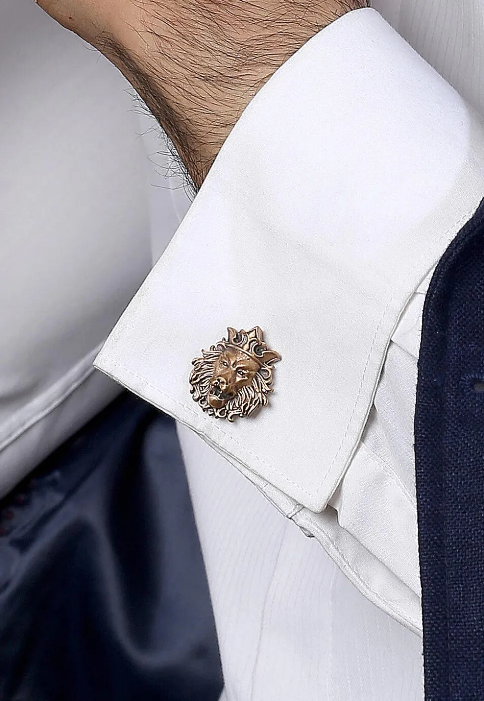 Lion Head Metallic Cufflink Pair