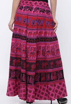 Mandala Printed Pure Cotton Skirt in Pink