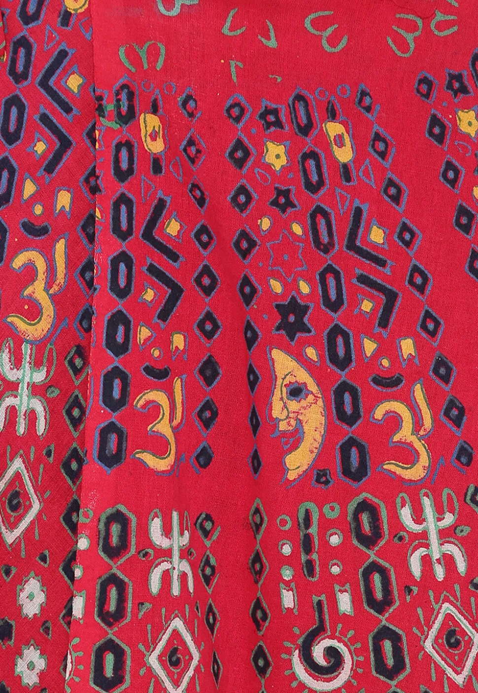 Mandala Printed Pure Cotton Wrap Around Skirt in Red