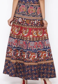 Mandala Printed Pure Cotton Wrap Around Skirt in Multicolor