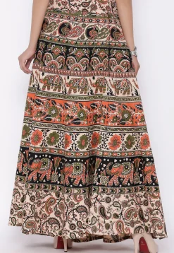 Mandala Printed Pure Cotton Wrap Around Skirt in Multicolor