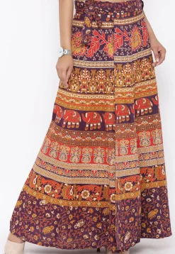 Mandala Printed Pure Cotton Wrap Around Skirt in Multicolor