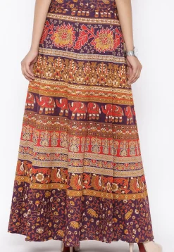Mandala Printed Pure Cotton Wrap Around Skirt in Multicolor