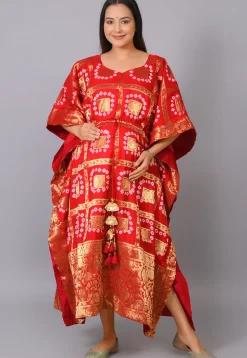 Maternity Art Silk Kaftan in Red