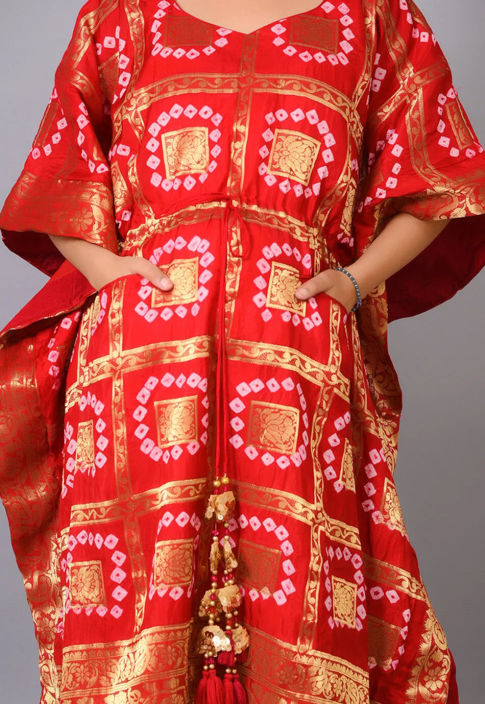 Maternity Art Silk Kaftan in Red