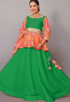 Maternity Art Silk Lehenga in Green