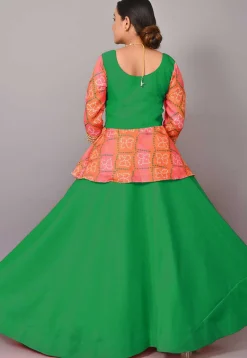 Maternity Art Silk Lehenga in Green