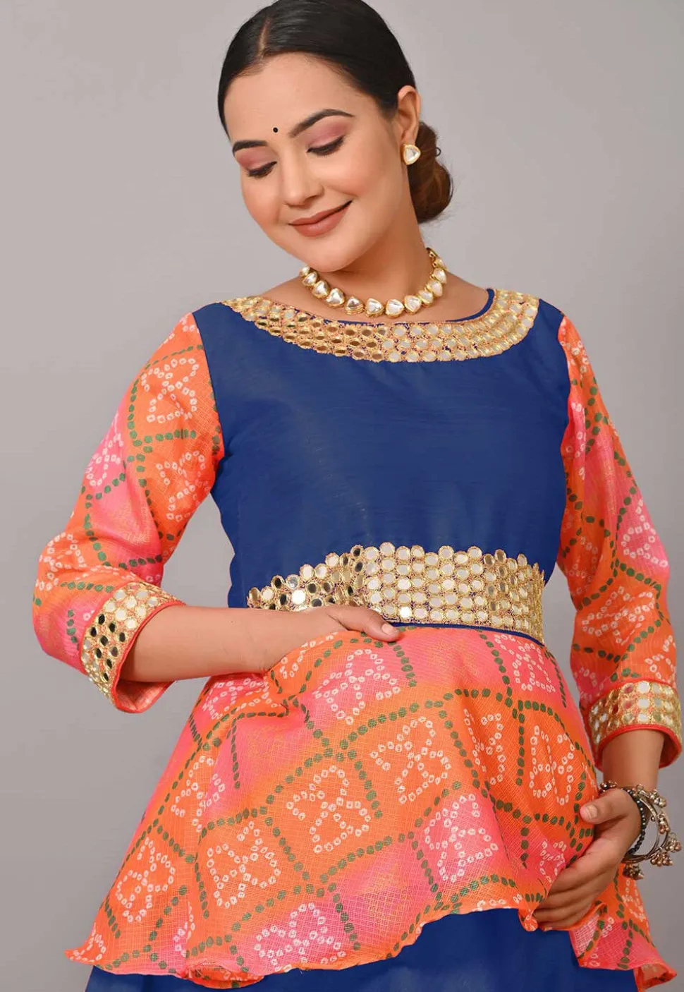 Maternity Art Silk Lehenga in Blue