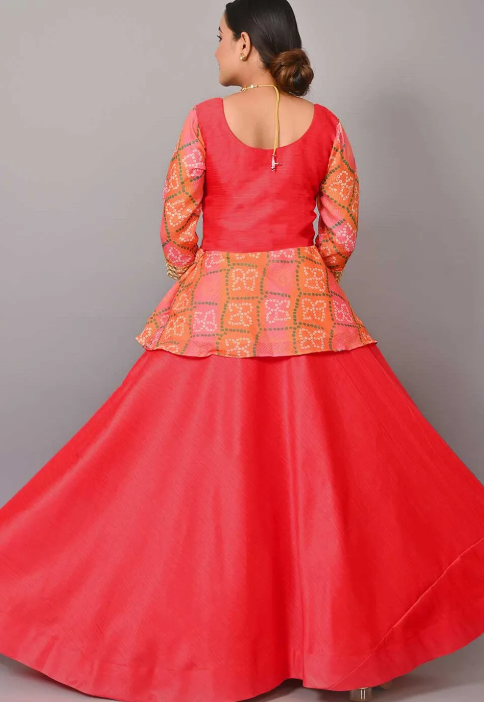 Maternity Art Silk Lehenga in Coral Red