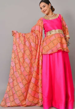 Maternity Art Silk Lehenga in Fuchsia