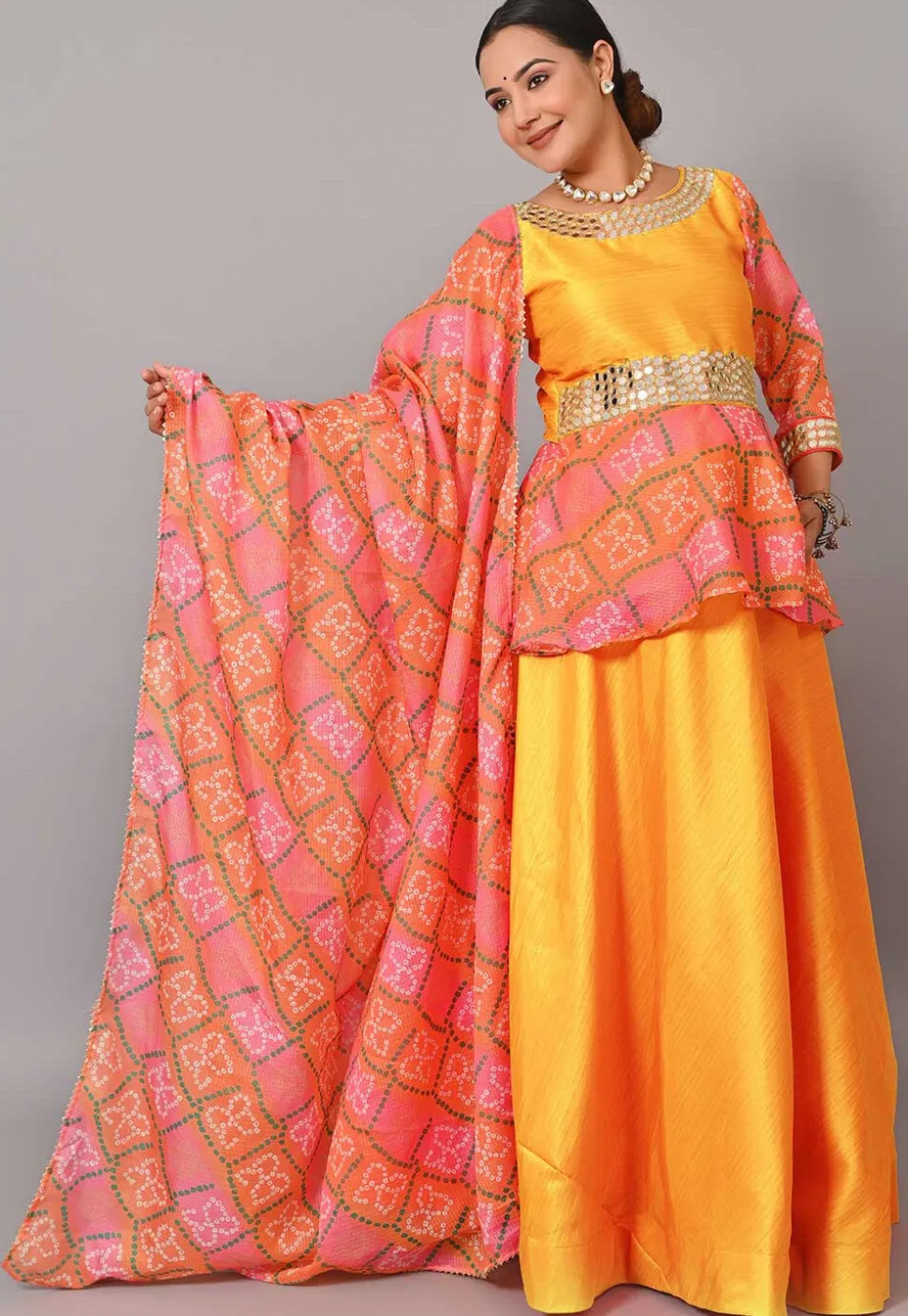 Maternity Art Silk Lehenga in Mustard