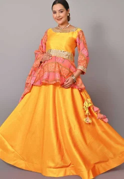 Maternity Art Silk Lehenga in Mustard