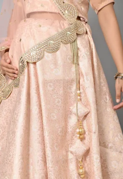 Maternity Brocade Skirt in Peach