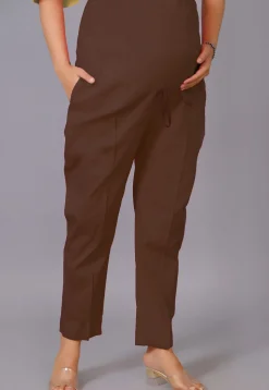 Maternity Cotton Pant in Brown