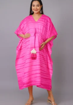 Maternity Pure Silk Kaftan in Shaded Pink