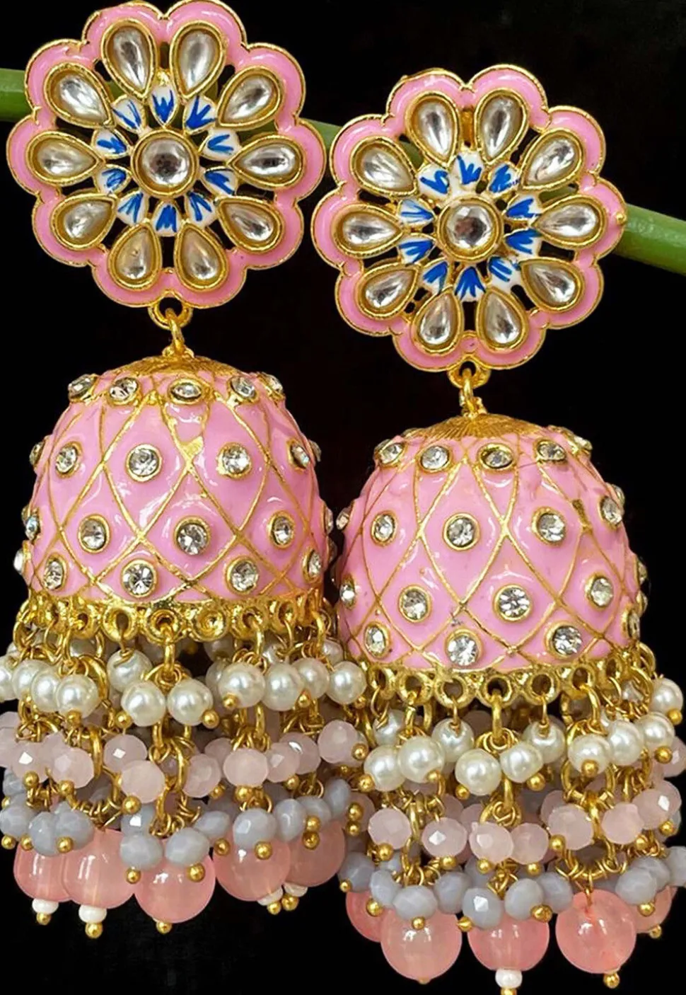 Meenakari Jhumka Style Earrings