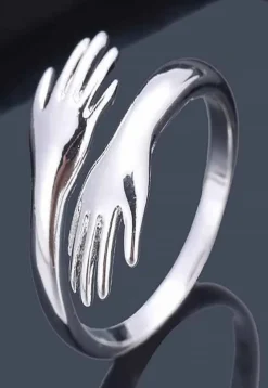 Metallic Hands Adjustable Ring