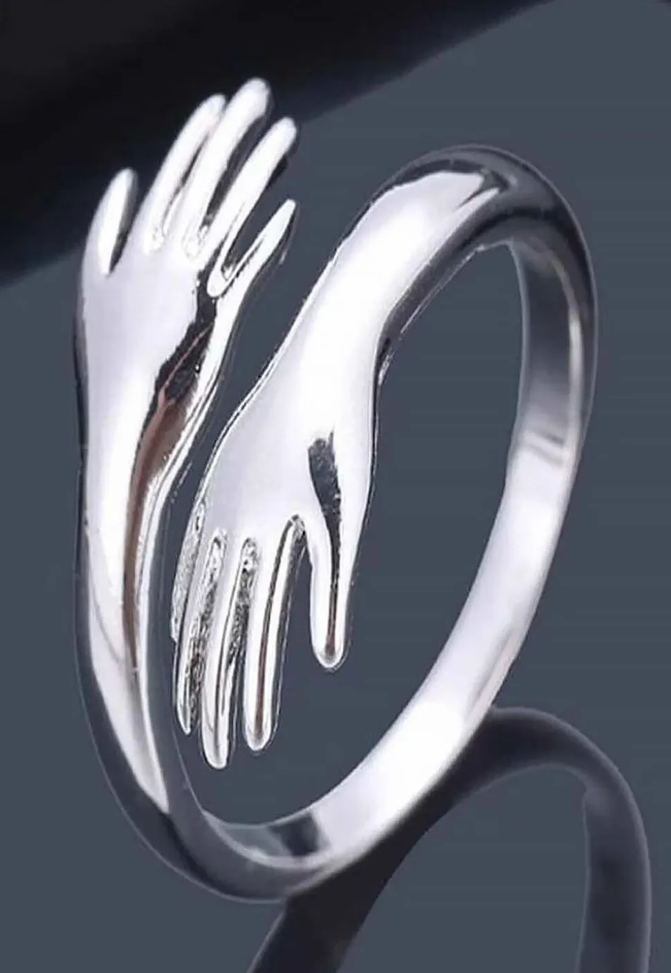 Metallic Hands Adjustable Ring