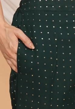 Mukesh Georgette Pant in Dark Green