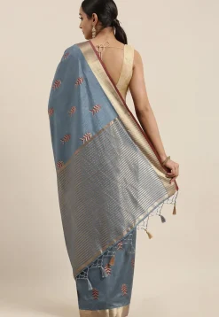 Mysore Silk Saree in Dusty Blue